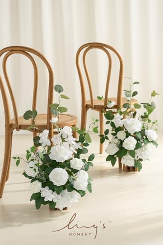Free-Standing Wedding Aisle Runner Flowers, White Sage, 4pcs in Wht-white & Sage, alternate view 4