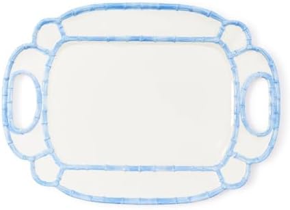 French Blue Bamboo Touch Platter, 20-Inch, Melamine in 20" in Blue