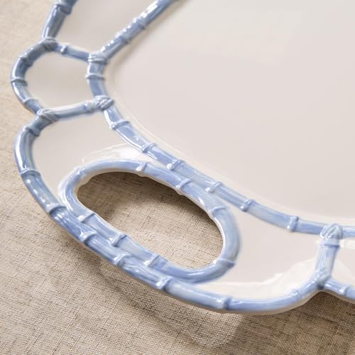 French Blue Bamboo Touch Platter, 20-Inch, Melamine in 20" in Blue, alternate view 2