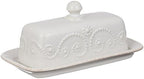 French Perle Covered Butter Dish, White in White, alternate view 4
