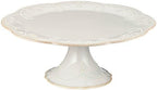 French Perle Pedestal Cake Plate, Medium, White in White