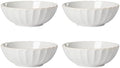 French Perle Scallop 4-Piece Bowl Set, 4.00 LB, White in White