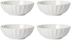 French Perle Scallop 4-Piece Bowl Set, 4.00 LB, White in White