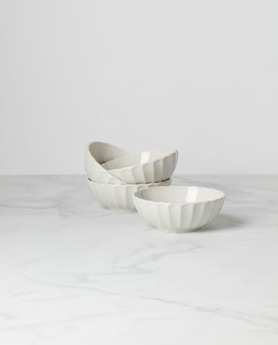 French Perle Scallop 4-Piece Bowl Set, 4.00 LB, White in White, alternate view 3