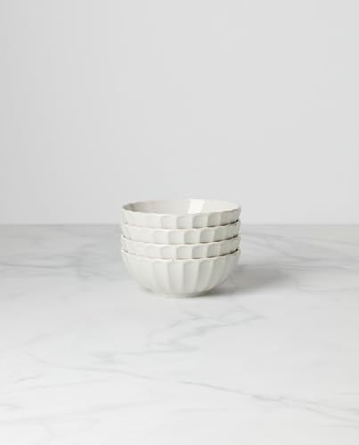 French Perle Scallop 4-Piece Bowl Set, 4.00 LB, White in White, alternate view 4