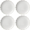 French Perle Scallop Accent Plates, Appetizer Plate Set for 4 in 4-Count in White