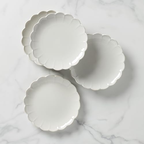 French Perle Scallop Accent Plates, Appetizer Plate Set for 4 in 4-Count in White, alternate view 3