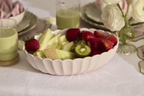 French Perle Scallop Blush Oval Serving Bowl, 11-Inch 80 Fl Oz in Blush, alternate view 4