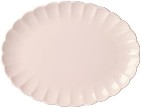 French Perle Scallop Blush Oval Serving Platter, 12-Inch in Blush
