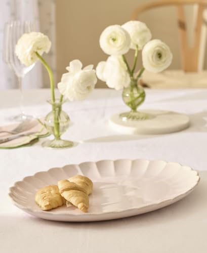French Perle Scallop Blush Oval Serving Platter, 12-Inch in Blush, alternate view 2