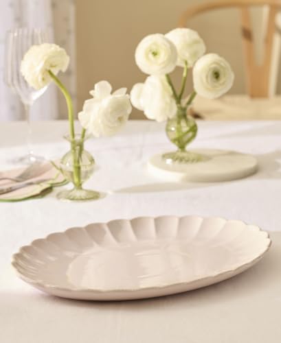 French Perle Scallop Blush Oval Serving Platter, 12-Inch in Blush, alternate view 5