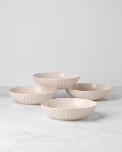 French Perle Scallop Blush Round Pasta Bowls Set for 4 in Blush, alternate view 2