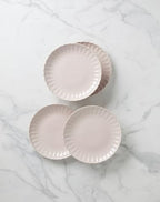 French Perle Scallop Blush Stoneware 12-Piece Dinnerware Set for 4 in 12 Count in Blush, alternate view 7