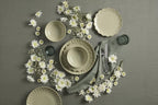 French Perle Scallop Matcha Stoneware 18-Piece Dinnerware Set for 6 in Matcha, alternate view 2