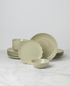 French Perle Scallop Matcha Stoneware 18-Piece Dinnerware Set for 6 in Matcha, alternate view 6