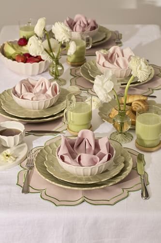 French Perle Scallop Matcha Stoneware 24-Piece Dinnerware Set for 8 in Matcha, alternate view 7