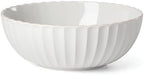French Perle Scallop Serving Bowl, 3.60 LB, White in White