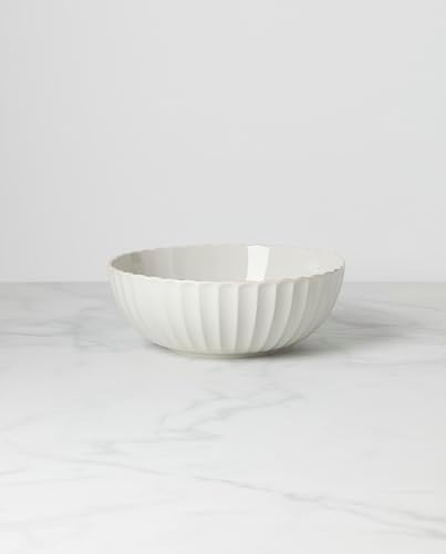 French Perle Scallop Serving Bowl, 3.60 LB, White in White, alternate view 2