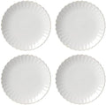 French Perle Scallop White Dinner Plate Set for 4 in 4 Count (11-Inch) in White