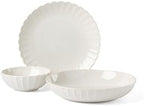 French Perle Scallop White Dinnerware Plate and Bowl Set, 12-Piece in 12 Count in White