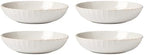 French Perle Scallop White Stoneware Pasta Bowl Set for 4, 36oz in 4 Count in White