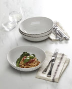 French Perle Scallop White Stoneware Pasta Bowl Set for 4, 36oz in 4 Count in White, alternate view 2