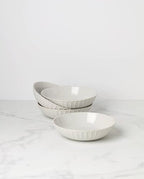 French Perle Scallop White Stoneware Pasta Bowl Set for 4, 36oz in 4 Count in White, alternate view 3