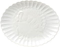 French Perle White 18in Large Serving Platter Carved Turkey Stoneware in 1 Count in White