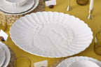 French Perle White 18in Large Serving Platter Carved Turkey Stoneware in 1 Count in White, alternate view 3