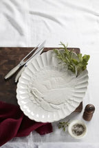 French Perle White 18in Large Serving Platter Carved Turkey Stoneware in 1 Count in White, alternate view 7