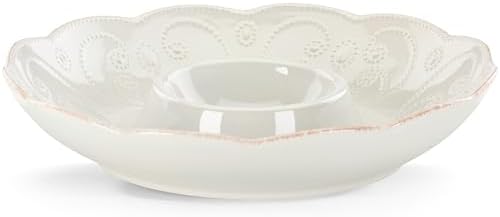 French Perle White Chip and Dip Tray in White