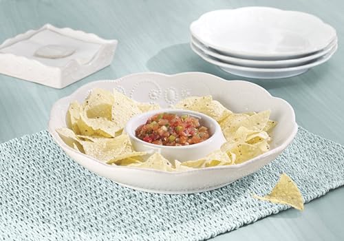 French Perle White Chip and Dip Tray in White, alternate view 3