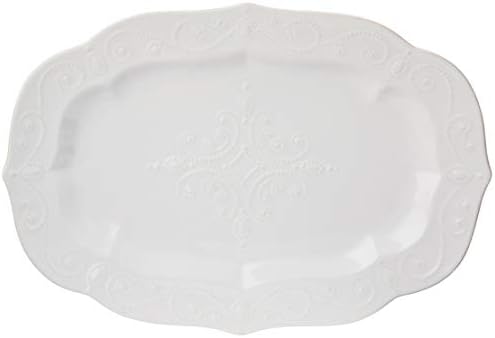 French Perle White Large Stoneware Serving Platter in White