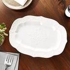 French Perle White Large Stoneware Serving Platter in White, alternate view 2