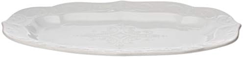French Perle White Large Stoneware Serving Platter in White, alternate view 3
