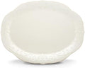 French Perle White Oval Stoneware Serving Platter in White