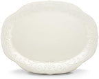 French Perle White Oval Stoneware Serving Platter in White