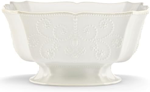 French Perle White Stoneware Centerpiece Serving Bowl in White