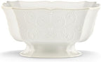 French Perle White Stoneware Centerpiece Serving Bowl in White