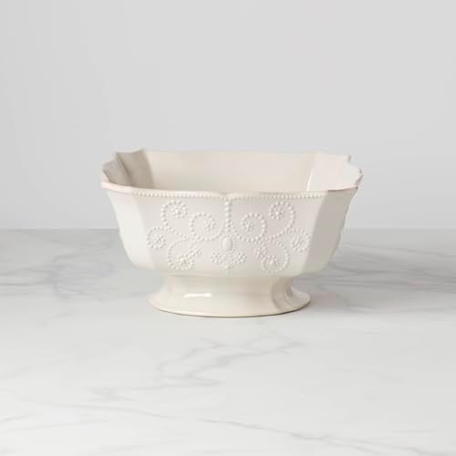 French Perle White Stoneware Centerpiece Serving Bowl in White, alternate view 2