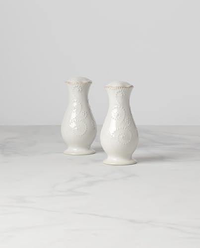 French Perle White Tall Salt and Pepper Set in White, alternate view 3