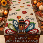 Friendsgiving Party Decorations - Happy Friendsgiving Table Runner | Thanksgiving Table Decor for Indoor Outdoor