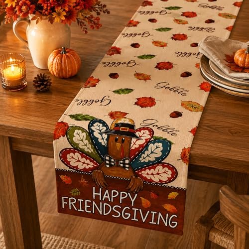 Friendsgiving Party Decorations - Happy Friendsgiving Table Runner | Thanksgiving Table Decor for Indoor Outdoor, alternate