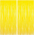 Fringe Curtain Backdrop | 2PCS | Pastel Yellow Party Decorations in 3.2x8.2ft in Yellow