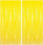 Fringe Curtain Backdrop | 2PCS | Pastel Yellow Party Decorations in 3.2x8.2ft in Yellow