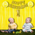 Fringe Curtain Backdrop | 2PCS | Pastel Yellow Party Decorations in 3.2x8.2ft in Yellow, alternate view 3