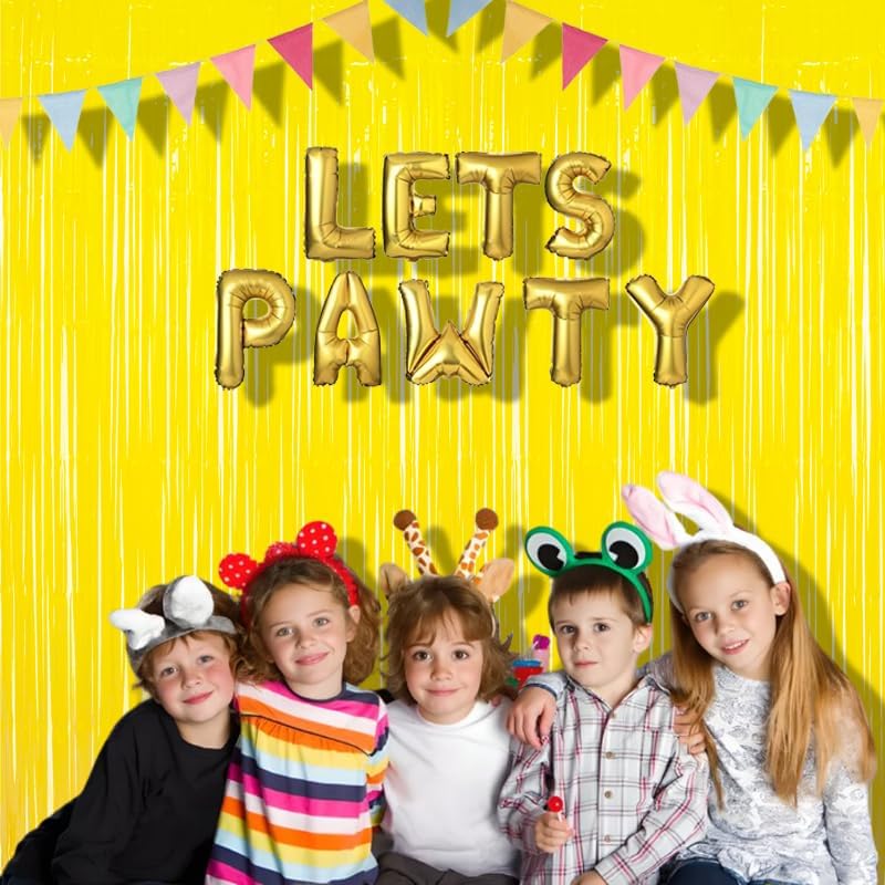 Fringe Curtain Backdrop | 2PCS | Pastel Yellow Party Decorations in 3.2x8.2ft in Yellow, alternate view 5