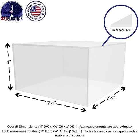 Frosted Acrylic Display Box Counter Retail Merchandise Storage Bin No Lid with Open Bottom 7" x 7" x 4", alternate view 3