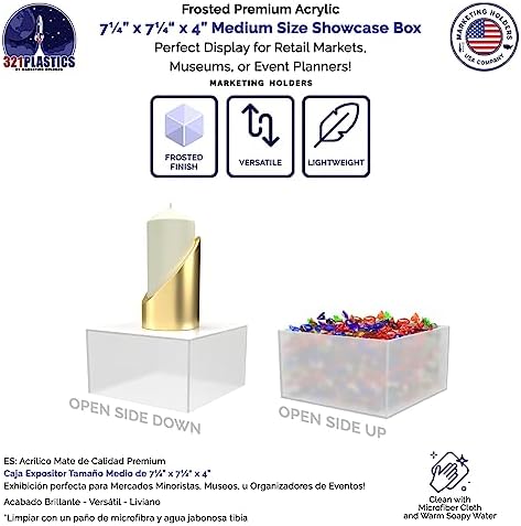 Frosted Acrylic Display Box Counter Retail Merchandise Storage Bin No Lid with Open Bottom 7" x 7" x 4", alternate view 5