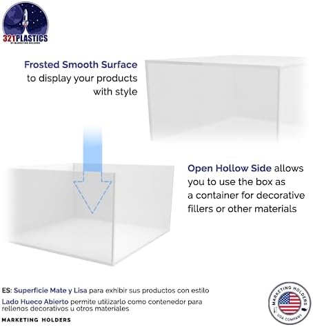 Frosted Acrylic Display Box Counter Retail Merchandise Storage Bin No Lid with Open Bottom 7" x 7" x 4", alternate view 6